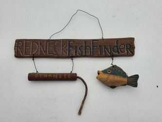 CedarKey Redneck Fish Finder Wood Fishing Wall Sign Dynamite Rustic Cabin Decor