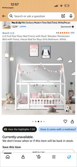 FULL SIZE KIDS BED FRAME & MATTRESS