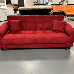 Red Velvet Sofabed, Daybed, PullOut Sofa, Sleeper Sofa