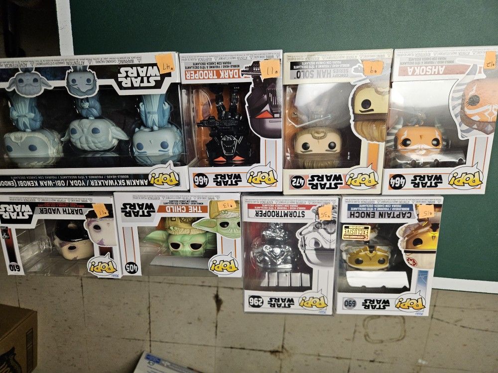 New Unopened Star Wars Funko Pops Prices As Marked In Photo