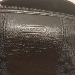 COACH Signature Canvas and Black Leather Mini Hobo Handbag 40846