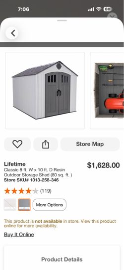 Lifetime Classic 8 ft. W x 10 ft. D Resin Outdoor Storage Shed (80 sq. ft. )