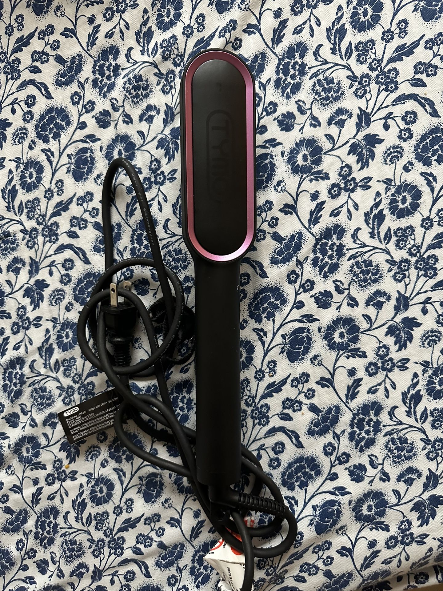 Hair Straightener Brush, TYMO Ring Hair Straightener Comb Straightening Brush for Women with 5 Temps 20s Fast Heating & Dual Voltage, Black