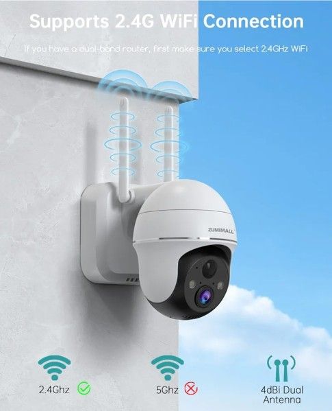 ZUMIMALL Security Cameras Wireless Outdoor 2 Packs, 360° PTZ WiFi 