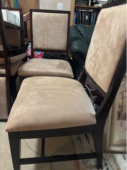 6  wide strong chairs beige, suede like fabric