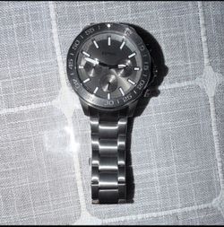 Fossil Men’s Gray Dial Silver Stainless Steel Bracelet