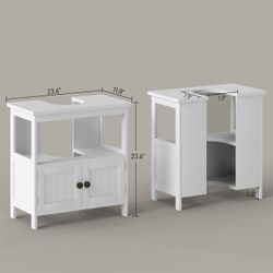 White Pedestal Sink Storage Cabinet