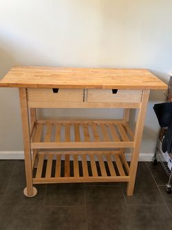 IKEA Forhoja Kitchen Cart with Butcher Block Top