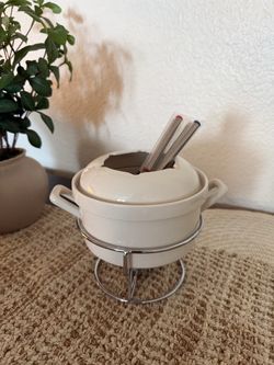 Ceramic Fondue Set with Stand and Forks ✨new✨
