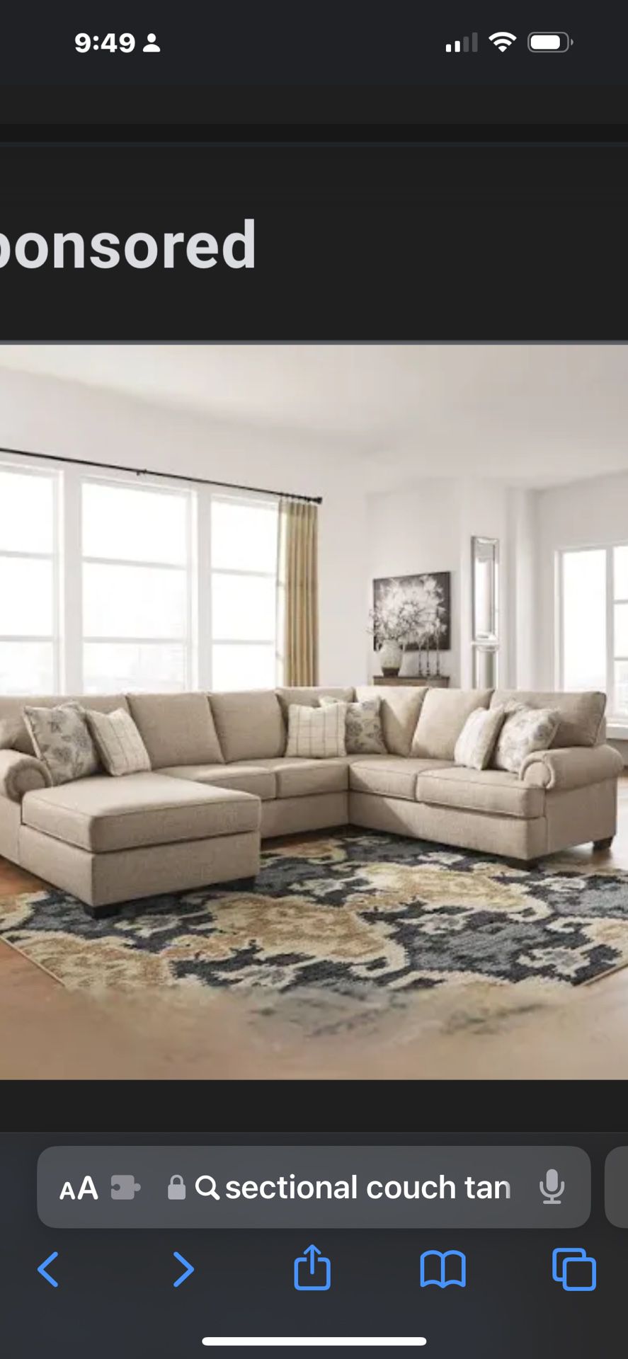 Couch, Sectional The Three Piece Tan