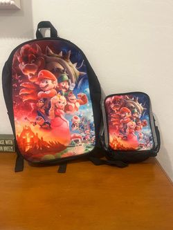 Brand New Super Mario Bros Movie Backpack & Matching Lunch Box Set