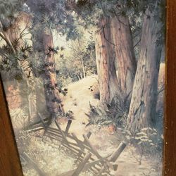 vintage framed woodland print