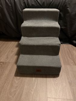 🐶 4-Step Dog Stairs / Pet Steps – Gray