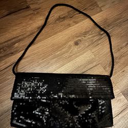 Style and Co. Black Sequin Small Handbag Purse with Strap Snap Closure Pocket