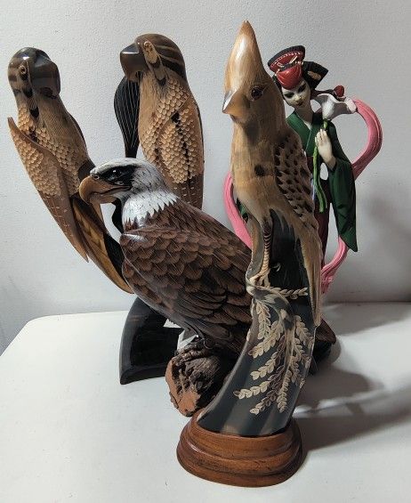 Bird Statues American Bald Eagle, Parrot's, Beautiful Birds Animal Statue Artwork
