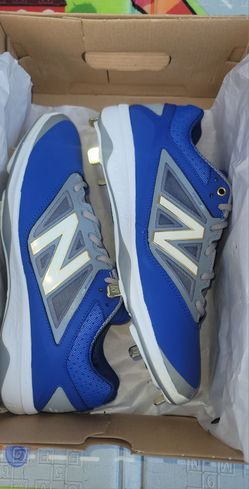Brand New New Balance Blue Grey White Metal Low Baseball Cleats Size 11.5