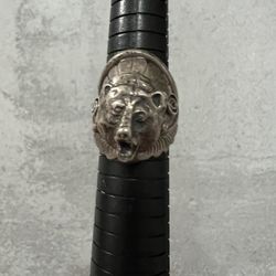 Bear Head Vintage Navajo Native Mens Ring Sz 9 Sterling Silver 925 Signed LH