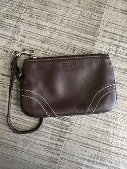 Coach brown leather wristlet
