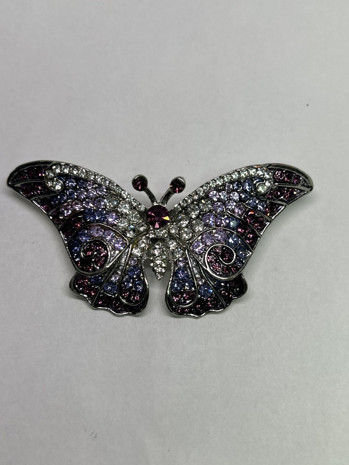 Purple Rhinestone Heart Brooch 