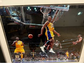 Kobe  Bryant pass to Shaq  Iconic framed photo 21” X 27”