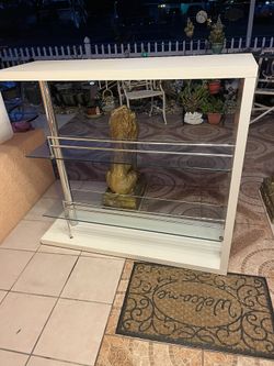 Coaster Home Furnishings - Prescott - Rectangular Wine Table with Clear Tempered Glass Shelves and Stem Holders - Dining Room and Home Bar - White - 4