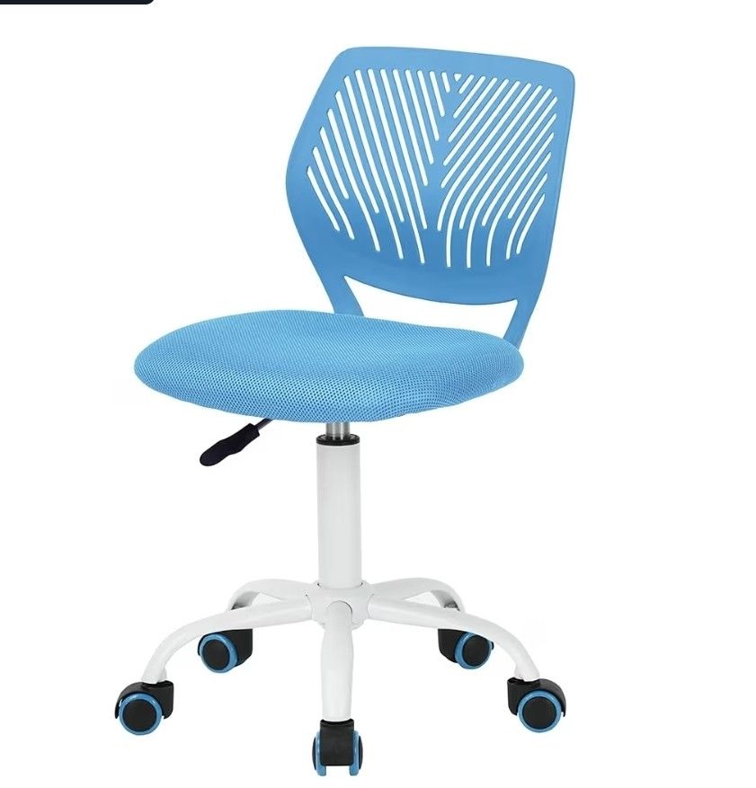 Children Task Chair Lumbar Mid Back Adjustable Height Study Computer Chair with Mesh Seat Casters for Home Office, School, Blue