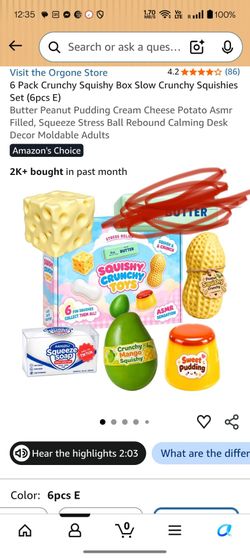 5 Pack Squishy Crunchy Toys Set