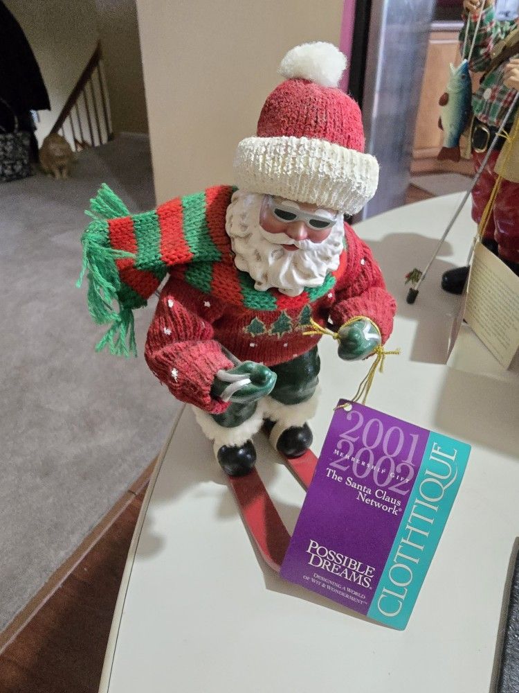SANTA 🎅 CHRISTMAS VINTAGE SKIER SNOWMAN 