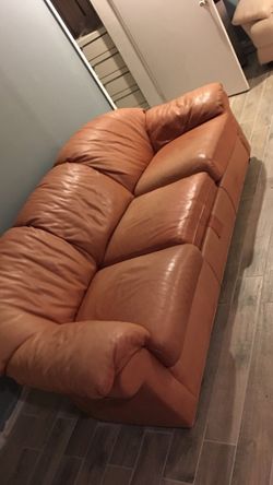 Brown leather sofa