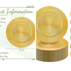 Tanlade 50 Pcs Charger Plates Bulk, 13 Inch Round Charger Plates Plastic Wedding Dinner Elegant Reusable for Table Setting Wedding Party Event Tableto