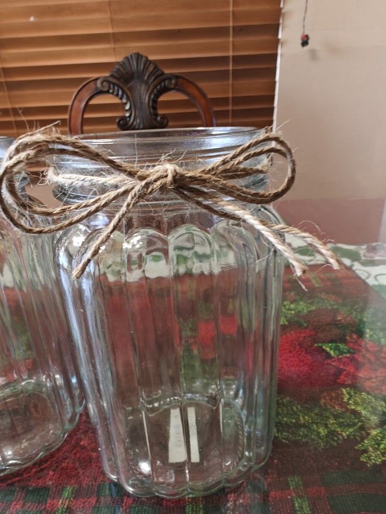 Decorative Clear Jars Size 7" Tall And 3 1/4" Wide 
