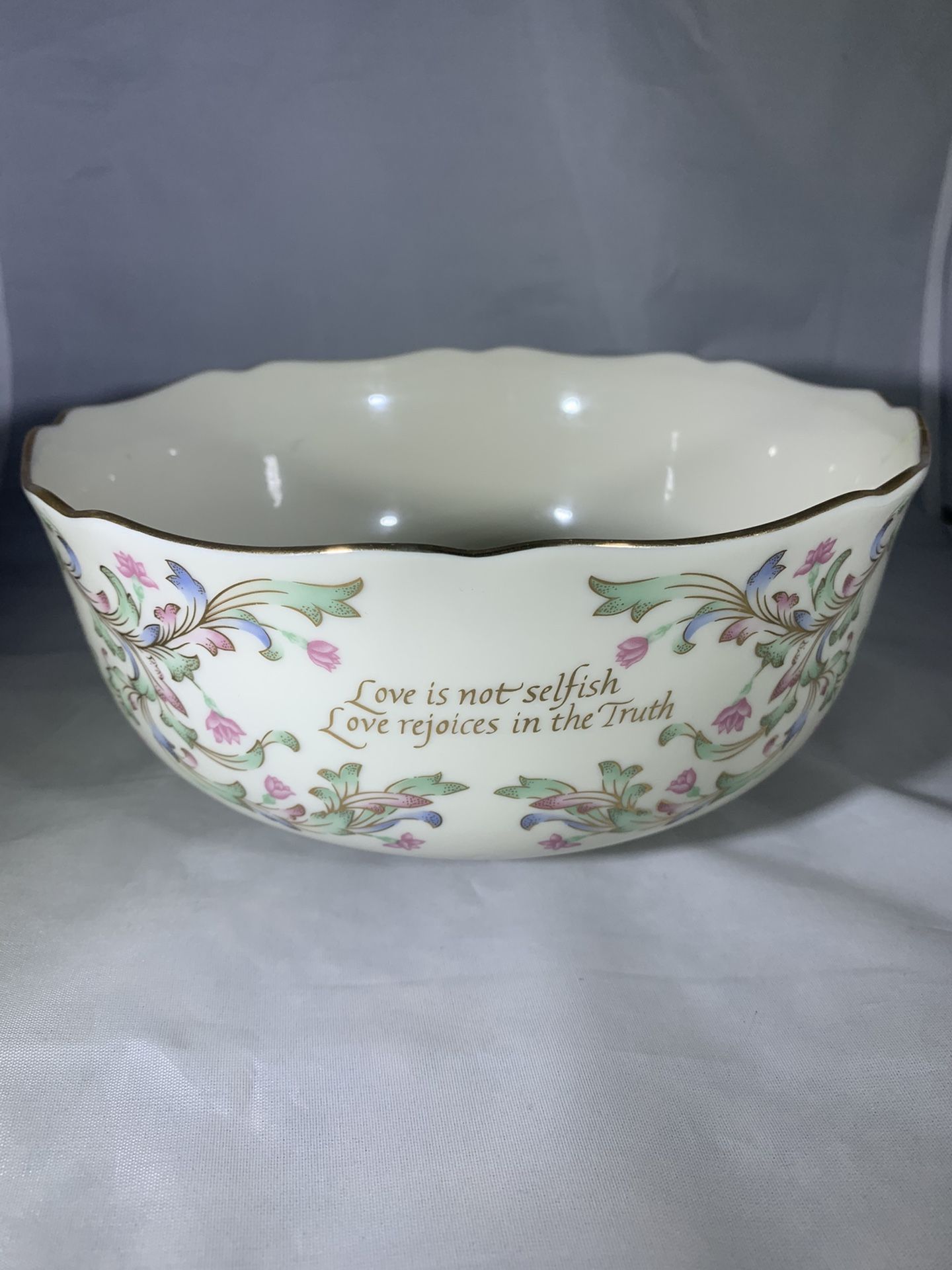 Lenox China Love Is Patient & Kind Centerpiece Serving Bowl 24k Trim