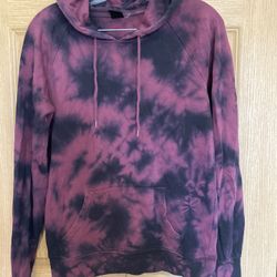 ZINE Hoodie Size Small ~ Burgundy and Black Tie Dye 