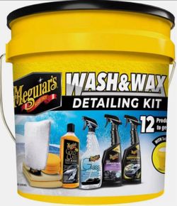 Meguiar’s 12 Piece Car Wash & Wax Detailing Kit Bucket Glass & Interior Cleaner