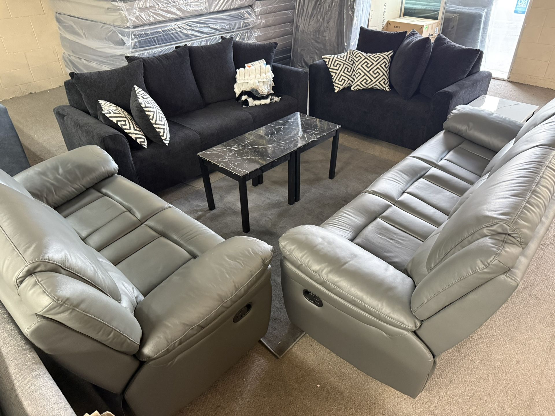 BLACK SOFA AND LOVESEAT