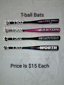 4 T-ball Bats Of Various Sizes (Price Is $15 Each)