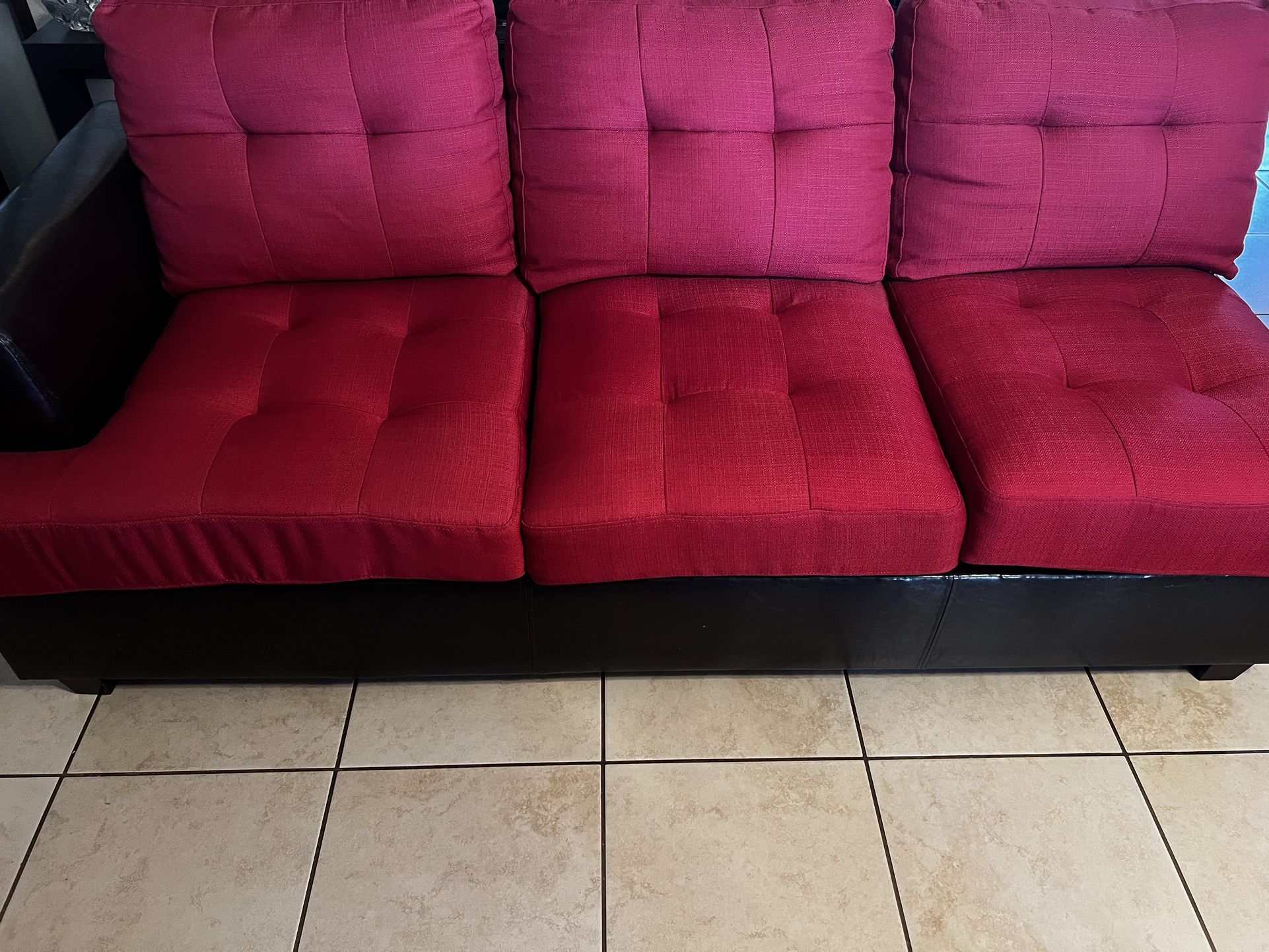 Newly Assembled Red Showroom Couch