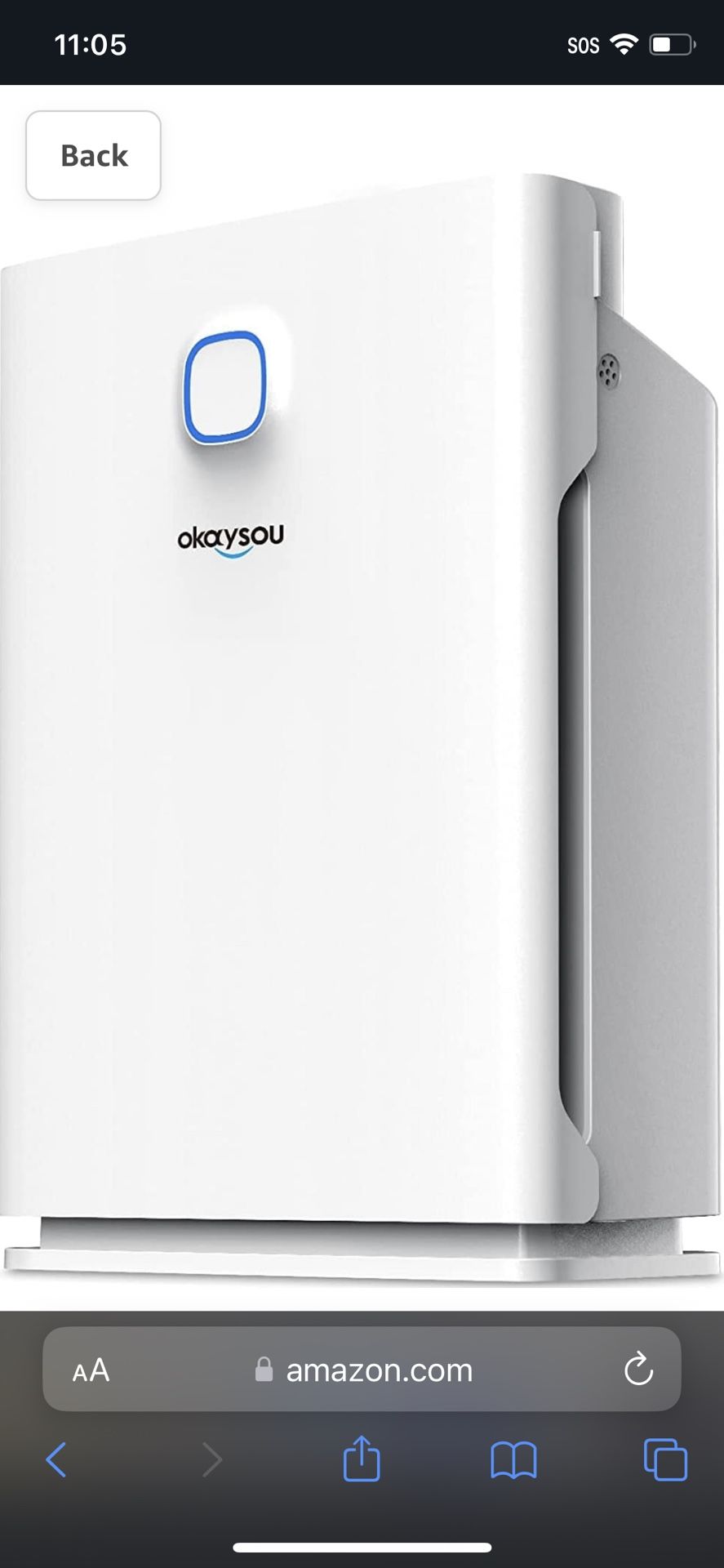 Okaysou 4 Filters Smart Air Purifiers for Home Large Room, Covers up to 1000 Sq.Ft, Air Quality Monitor, H13 True HEPA Filter Cleaner with Washable Fi