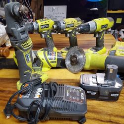 Ryobi Set Of Battery Power Tools Drills Impact Saw Battery And Chargers All Working Well 