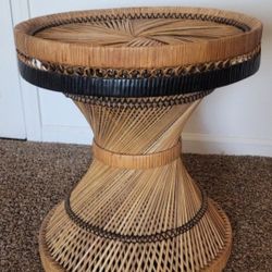Wicker Rattan Vintage Side Table