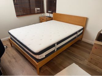 Mid century modern queen bed frame with mattress