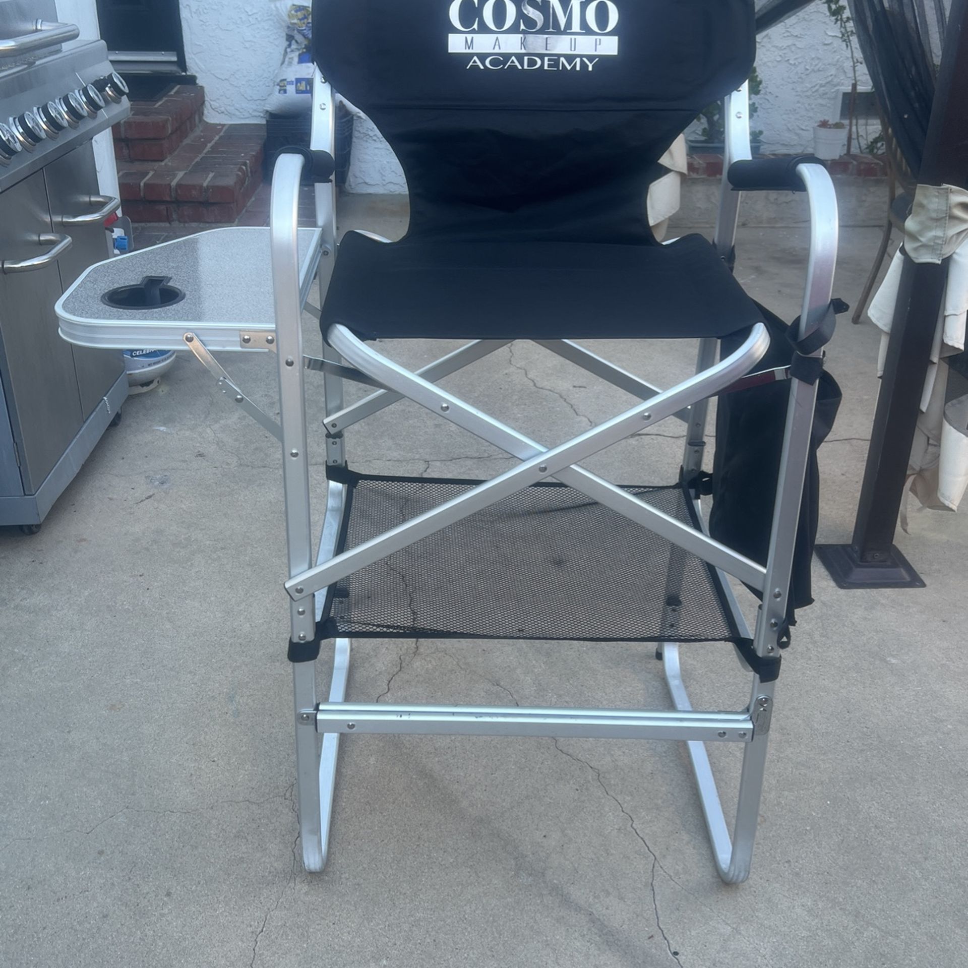 Cosmo Makeup Artist Chair, 41'' Foldable Tall Directors Chairs w/Side Table Cup
