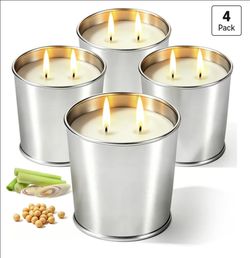 Citronella Candles Outdoor Indoor 4 Pack, 2 Wicks Natural Soy Wax Candles with Citronella Essential Oil, 6oz Outdoor Candles for Patio, Backyard, Camp