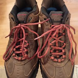 SKETCHERS{work}brown leather lace up steel toe low top work shoes