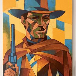 Clint Eastwood Cubist Painting