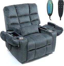 Oversized Zero Gravity Power Lift Recliner Chair for Elderly Adults Electric Lay Flat Recliner Triple Motor with Heat and Massage, Adjustable Seat Hei