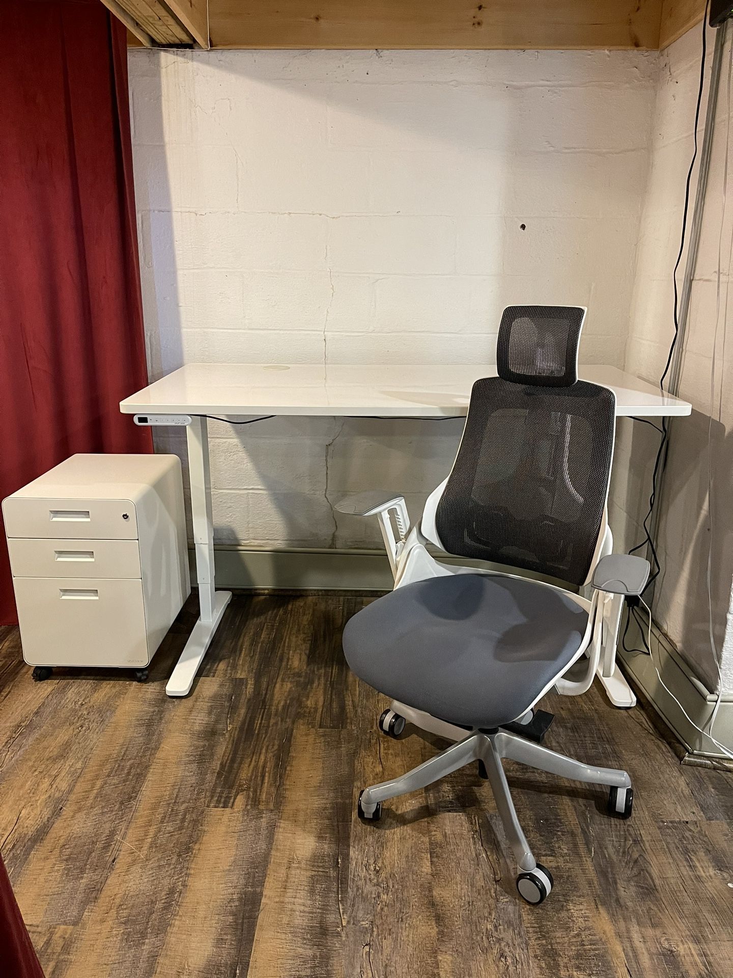 StandUp Desk, Chair And Filing Cabinet