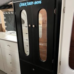 Black Wardrobe With Mirror New Chest Dresser Clóset 