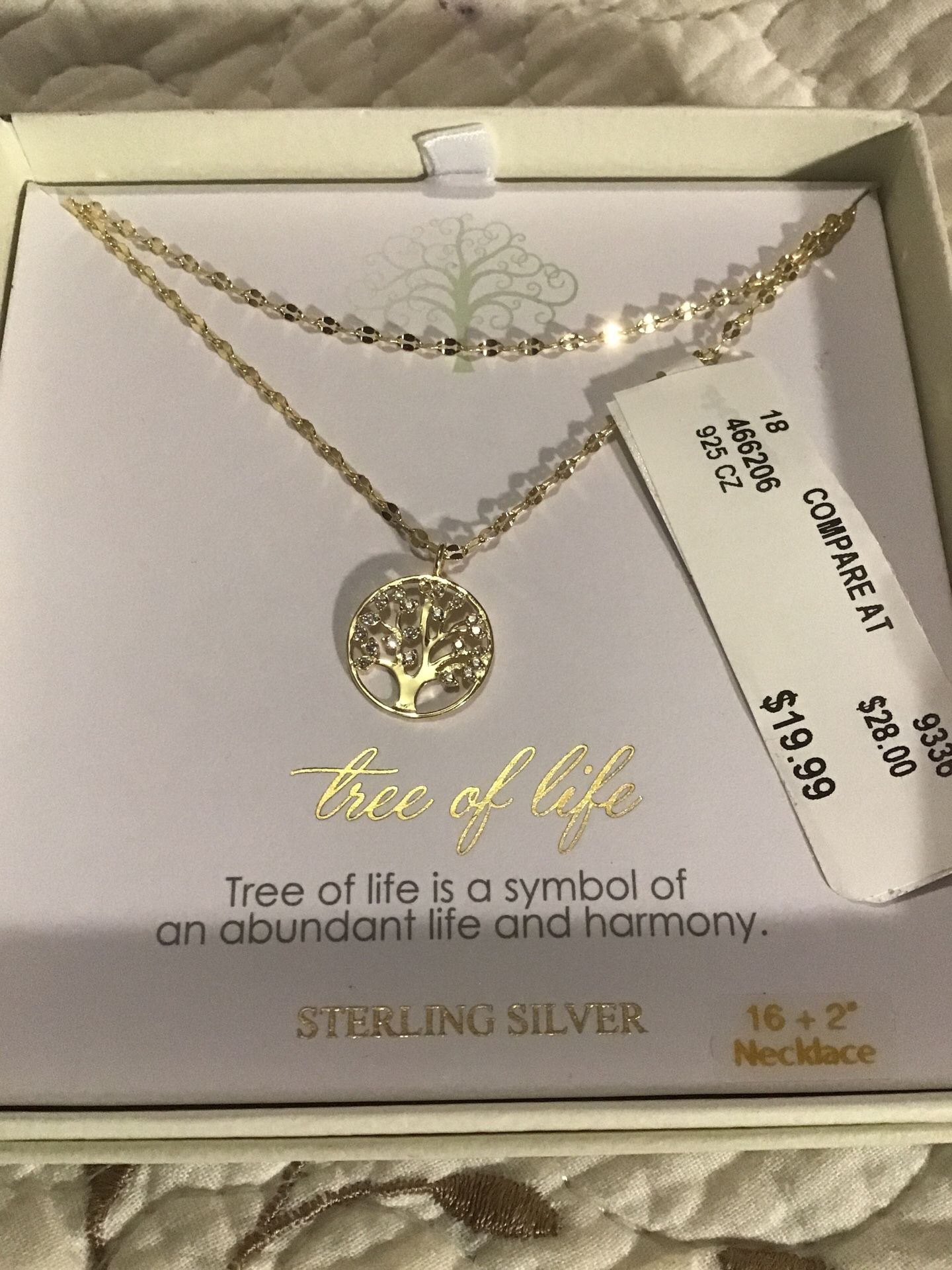 925 CERTIFIED STERLING. SILVER DOUBLE. STRANDED. TREE OF LIFE NECKLACE