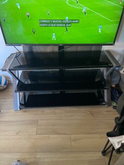 3-Tier Black Glass TV Stand
